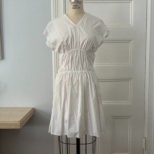 Vintage 1990s Alaia Paris White Cotton Gather Dress Women's F40, It44